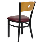 Flash Furniture HERCULES Series Black Circle Back Metal Restaurant Chair - Natural Wood Back & Burgundy Vinyl Seat - 2 Pack-2.5" Thick Foam Padded Seat