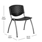 Flash Furniture HERCULES Series 880 lb. Capacity Black Plastic Stack Chair with Titanium Frame-Perforated Back allows air circulation