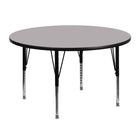 Flash Furniture 48'' Round Activity Table with Thermal Fused Laminate Top and Height Adjustable Pre-School Legs, Grey-Grey Laminate