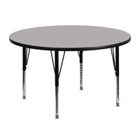 Flash Furniture 48'' Round Activity Table with Thermal Fused Laminate Top and Height Adjustable Pre-School Legs, Grey-Grey Laminate