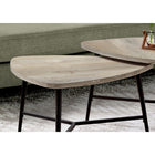 Monarch Specialties 7939P Table Set - Taupe Reclaimed Wood/Black Metal - 2 Pack-A warm taupe reclaimed wood look finish on the triangle shaped laminate tops, supported by sturdy black metal tripod style legs