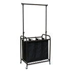 Oceanstar TLS1385 3-Bag Rolling Laundry Sorter with Adjustable Hanging Bar, Bronze-4 caster wheels and handles for easy transportation