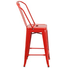 Flash Furniture 24" High Red Metal Indoor-Outdoor Counter Height Stool with Back-Stacks up to 8 Chairs High