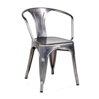 Nicer Furniture Stackable Industrial Tolix A Style Armchair - Galvanized-Indoor/Outdoor Arm Chair