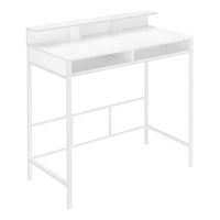 Monarch Specialties 7701 48" Computer Desk - White/White Standing Height-Computer desk standing high in a white finish featuring a small hutch and 2 open storage shelves