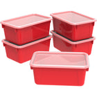 Storex Small Cubby Bin with Cover - Classroom Red - 5 Pack-Bright colours are perfect for STEM colour coding