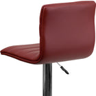 Flash Furniture Contemporary Vinyl Adjustable Height Barstool with Horizontal Stitch Back & Chrome Base - Burgundy-CA117 Fire Retardant Foam