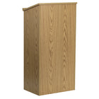 Flash Furniture Stand-Up Wood Lectern in Oak-Pencil Slot on Table Surface