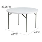 Flash Furniture 48"Dia Granite Plastic Folding Table - Round - White-1.5'' Thick Granite White Table Top
