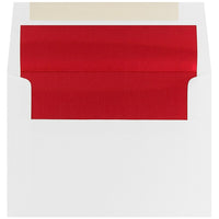 JAM Paper A7 Foil Lined Envelopes, 5.25 x 7.25, White with Red Lining, 100 Pack (83065g)-White with red foil