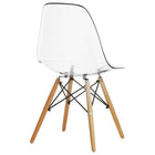 Nicer Furniture Eiffel Style Side Chair with Natural Wood Legs - Clear - 4 Pack-High quality heavy-duty plastic molded seat 