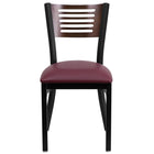 Flash Furniture HERCULES Series Black Slat Back Metal Restaurant Chair - Walnut Wood Back & Burgundy Vinyl Seat - 2 Pack-Set of 2 Metal Dining Chairs