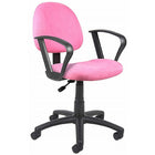Nicer Furniture Perfect Posture Deluxe Microfiber Task Chair with Loop Arms - Pink-Thick padded seat with built in back and lumbar support.