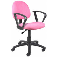 Nicer Furniture - chaise de travail en microfibre avec accoudoirs en boucle - rose-Siège rembourré épais avec dossier et soutien lombaire intégrés.