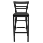 Flash Furniture HERCULES Series Black Two-Slat Ladder Back Metal Restaurant Barstool - Black Vinyl Seat - 2 Pack-Set of 2 Metal Dining Bar Stools