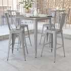 Flash Furniture 31.5" Square Silver Metal Indoor-Outdoor Bar Height Table-Smooth Top with 1.25" Thick Edge