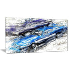 Designart Blue and Purple Muscle Cars Canvas Art Print, (PT2658-32-16)-Print