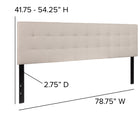Flash Furniture - Tête de lit Bedford très grand touffetée et rembourrée en tissu beige-Taille de la tête de lit: 78,75 larg. x 2,75 prof. x 22 haut. (po)