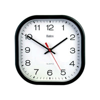 GBC Bates ST-BK Square Thinline Quartz Wall Clock with Black Frame - Black Frame - 9"-Wall mount clock with square black frame and white face