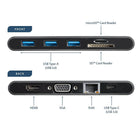 StarTech USB-C Multiport Adapter with HDMI and VGA, 3x USB 3.0, SD, PD 3.0, Wraparound Cable-Use any of the three USB 3.0 ports to fast-charge your phone or tablet or connect peripherals