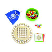 Beleduc Marbelino "Pattern Game" Game-Wooden game board with 64 wooden balls and cotton bag