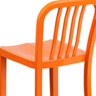 Flash Furniture 24" High Orange Metal Indoor-Outdoor Counter Height Stool with Vertical Slat Back-Footrest
