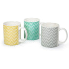 CTG Brands Can Mug Set with Zig Zag Pattern, 10 oz, Green, Yellow, Grey, 6 Pack-Packaging: includes 6 mugs in total, featuring 3 different colors