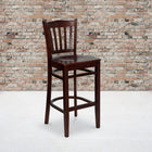 Flash Furniture HERCULES Series Vertical Slat Back Mahogany Wood Restaurant Barstool-Solid European Beech Hardwood Construction