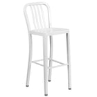Flash Furniture 30" High White Metal Indoor-Outdoor Barstool with Vertical Slat Back-500 lb. Weight Capacity