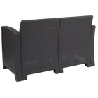 Flash Furniture Dark Gray Faux Rattan Loveseat with All-Weather Light Gray Cushions-Dense Foam Cushions