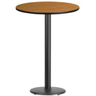 Flash Furniture 30" Round Natural Laminate Table Top with 18" Round Bar Height Table Base-Bar Height Hospitality Table