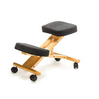 Nicer Furniture Kneeling Chair with Memory Foam - Natural Wooden Frame Black Fabric-Thickly padded fabric seat and knee rests designed for comfort