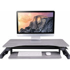 Rocelco 32" Adjustable Sit/Stand Laptop Desk Riser with Anti Fatigue Mat - Grey-Work surface holds 2 monitors or one monitor and a laptop. 