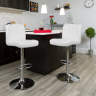 Flash Furniture Contemporary White Vinyl Adjustable Height Barstool with Rolled Seat & Chrome Base-Waterfall Seat promotes healthy blood flow