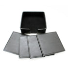 Ashlin Thames Set Of 4 Square Coasters with Matching Open Box, Black-Felt base to protect desk or table.  Perfect gift for the office or home