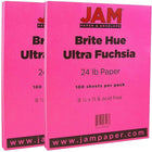 JAM Paper – Papier aux couleurs vives, 8 1/2 x 11 po, 24 lb, Brite Hue rose ultra fuchsia, 2 paquets de 100 (184931g)-Rose ultra fuchsia