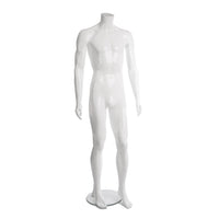 Can-Bramar PL Adult 2-in-1 Full Body and Headless Male Unbreakable Mannequin  - 73"H - Glass Base -  Glossy White-2 in 1 full body and headless mannequin