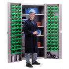 KLETON Deep Door Combination Cabinets, 84 Bins, Green-All-welded heavy-duty 16-gauge, combination bin/shelf cabinet