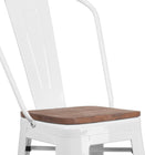 Flash Furniture 30" High Metal Barstool with Back & Wood Seat - White-White Powder Coated Frame Finish