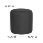 Flash Furniture Barrington Upholstered Round Ottoman Pouf - Black Fabric-Black Bottom Dust Cover