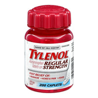 Tylenol Regular Strength 325mg, 200 Caplets, Easy to Open-Fast and effective relief of headache, fever, and aches and pains