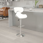 Flash Furniture Contemporary Cozy Mid-Back White Vinyl Adjustable Height Barstool with Chrome Base-Height Adjustable Seat with Gas Lift