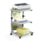 Heartwood SA-80-2323 Subra Series Adjustable Height Printer/Machine Stand, Grey-Neutral grey finish, metal frame & bottom shelf, with durable PVC laminated composite wood upper shelves