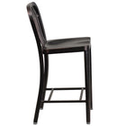 Flash Furniture Commercial Grade 24" High Metal Indoor-Outdoor Counter Height Stool - Black/Antique Gold - 2 Pack-Curved Vertical Slat Back