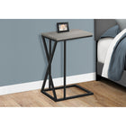 Monarch Specialties 3248 Accent Table - 25"H/Grey/Black Metal-Features a smooth, grey wood-look rectangular tabletop and black metal frame with asymmetrical triangle detail