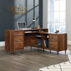 Sauder 59"W Clifford Place L-Desk - Grand Walnut-Two drawers with full extension slides hold letter-size hanging files to keep your important documents organized