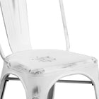 Flash Furniture – Chaise empilable en métal vieilli pour l’intérieur, blanc (ET3534WH)-Taille du siège: 12 po - 14 po larg. x 14 po prof.