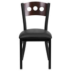 Flash Furniture HERCULES Series Black 3 Circle Back Metal Restaurant Chair - Walnut Wood Back, Black Vinyl Seat - 2 Pack-Set of 2 Metal Dining Chairs