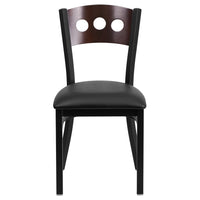 Flash Furniture HERCULES Series Black 3 Circle Back Metal Restaurant Chair - Walnut Wood Back, Black Vinyl Seat - 2 Pack-Set of 2 Metal Dining Chairs