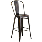 Flash Furniture 30" High Distressed Copper Metal Indoor-Outdoor Barstool with Back-Bistro Style Barstool